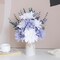 16" Artificial Flowers with Eucalyptus Stems and Greenery, Faux Dahlia Flower Arrangement in White Ceramic Vase with Heart Charm Décor, Rustic Farmhouse Table Centerpiece for Home, Kitchen & Office